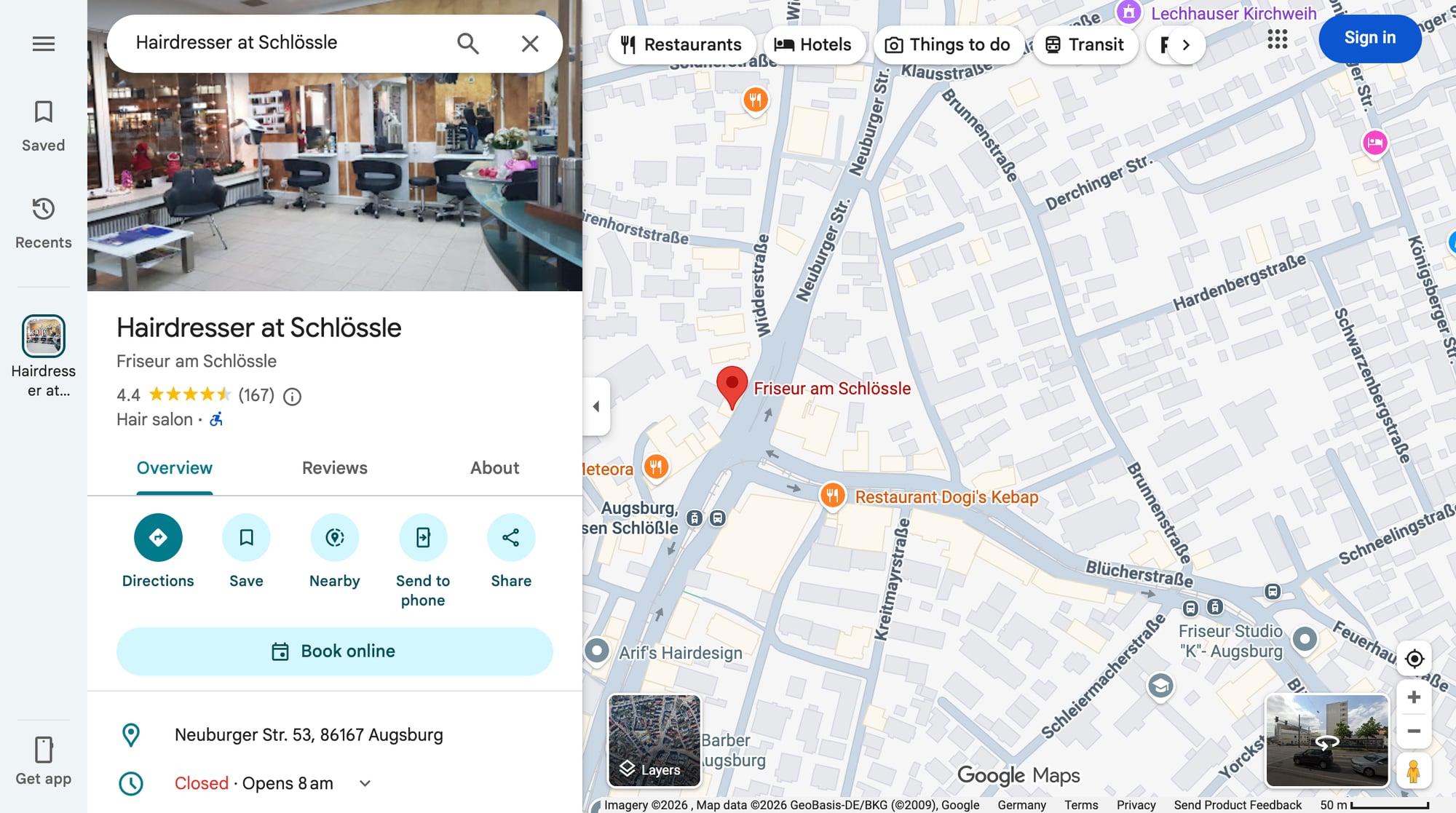 Friseur am Schlössle Augsburg – Google Maps Ansicht